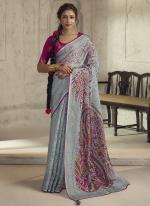 Organza Brasso Powder Blue Festival Wear Digital Printed Saree